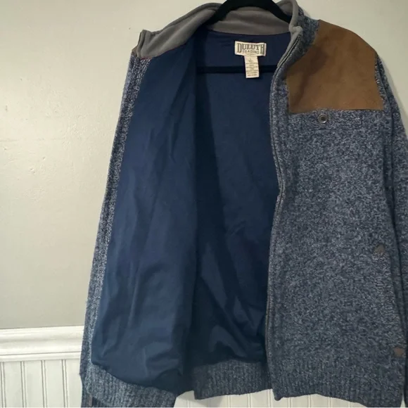Duluth Trading Co Windproof Shooting Sweater Wool Jacket Men's Large Blue - Picture 4 of 7